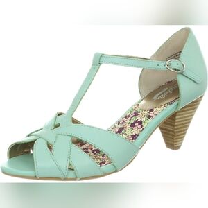 Seychelles Mint Green T-strap Heeled Sandals Size 9 - Vintage Inspired